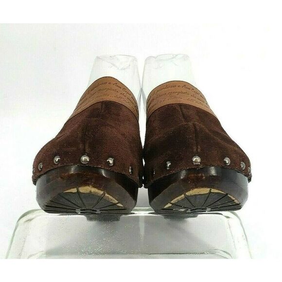 Anna Capri Italy Brown Suede Studs Mule Clog Shoes - Picture 3 of 12